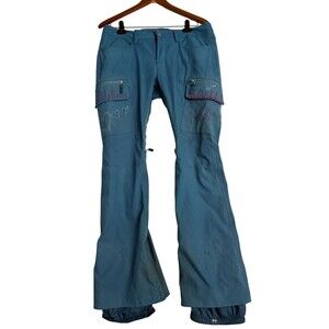 Burton Gloria Womens S Blue DRYRIDE Snowboard Ski Pants Cargo Insulated